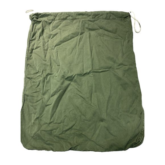 US Army Military Cotton Laundry Bag Sack Draw String Cinch Green USA VINTAGE - Picture 1 of 8